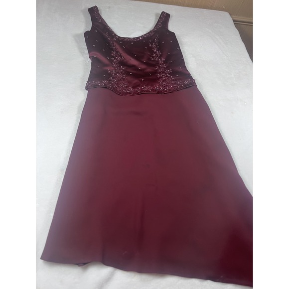 Michelangelo Dress Womens 6 Red‎ Beaded Satin Asymmetrical Hem Bridesmaid Corset - Picture 10 of 13